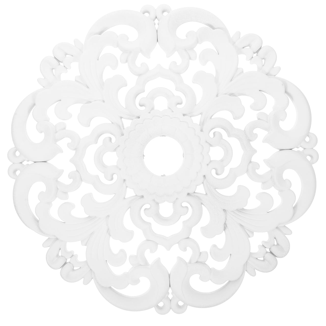 Amosfun Ceiling Lamp Medallion Decoration 12X12 Inch European Style Hollow Carved Ceiling Plate for Living Room and Commercial Spaces