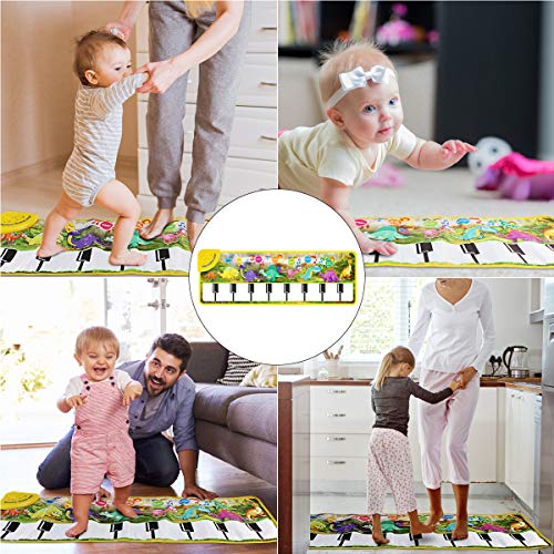 WOSTOO Kids Musical Piano Mats, 17 Keys Piano Keyboard Play Mat Portable Build-in Speaker & Recording Function Early Education for Kids Toddler Girls Boys