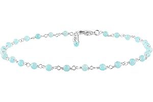 InfinityGemsArt �鶹��ite Gemstone Anklet for Women Dainty Boho Summer Beach Jewelry for Girls Handmade Rosary Charm Ankle Br