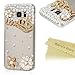 S7 Edge Case,Samsung Galaxy S7 Edge Case - Mavis's Diary 3D Handmade Bling Crystal Golden Crown Flowers with Shiny Sparkle Diamonds Rhinestone Elegant Design Clear Case Hard PC Cover