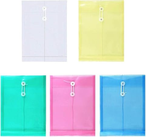 Amazon Apositv クリアファイル クリアホルダー ファイルケース ヒモ留め マチあり カラー5色 透明 収納 10枚 クリアホルダー 文房具 オフィス用品