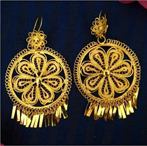 Amazon.com: Mexican Earrings for Women, Traditional Oaxaca Circle Filigree Gold Jewelry: Handmade