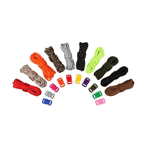 Zacro-400lb-Survival-Paracord-Combo-Crafting-Kits-in-10ft-in-10-Colors-with-Pack-of-10-Buckles