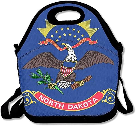 FutongHuaxia Flag Of North Dakota Outdoor Lunch Bag Lunch Box Thermal Insulated Cooler Lunch Pouch Picnic Bag For School Gift