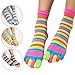 Zeroest Women's Soft Cotton Toe Socks - Colorful Rainbow Five Finger Socks for Girls - 4 Pairs