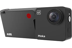 AEE Mokacam 4K Action Camera with Dual Battery 135° FOV Magnetic Attachments Electric Stabilization Underwater Camera ideal for Vlogging and Action Sports One Size