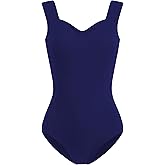 HROYL Women's Wide Strap Ballet Leotards, Tank Leotard with Princess Neckline Dance Bodysuit Top for Gymnastics Performance
