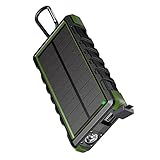 EasyAcc 24000mAh Solar Power Supply Energy Storage Battery Power Bank Rugged Waterproof Portable Rechargeable Charger with 6A Dual Input and QC Output - Black and Green