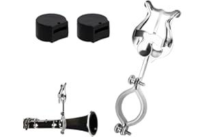 Clarinet Lyre with 2pcs Clarinet Thumb Pad, Silver Clarinet Sheet Music Clip Marching Lyre Clamp on Clarinet Music Holder for