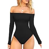 OQQ Bodysuits Womens Off-Shoulder Long Sleeve Seamless Shapewear Tops