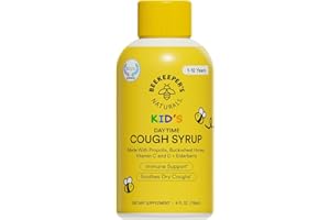 Beekeeper's Naturals Propolis Honey Cough Syrup Daytime for Kids Immune Support with Elderberry, Vitamin C, Vitamin D & Raw Honey - Throat Soothing - Gluten Free & Clean Ingredients, 4 oz.