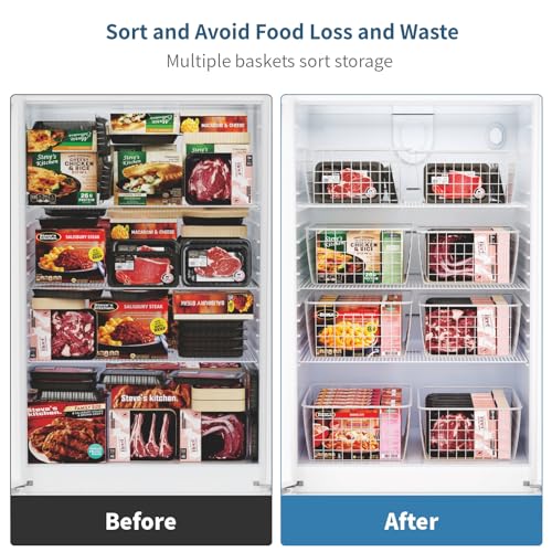 iSPECLE Upright Freezer Organizer Bins 2 Large 2 Medium Freezer Organizers for 16 cu.ft