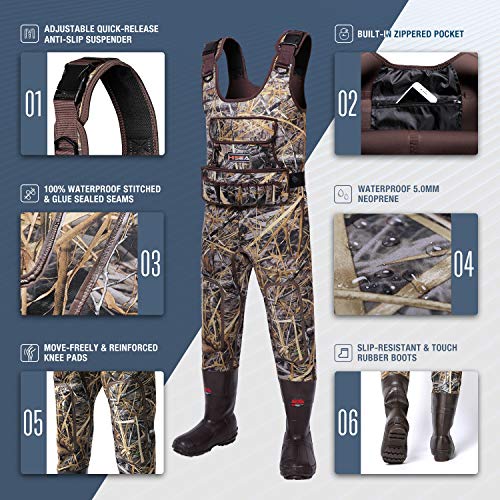 HISEA Hunting Waders Camo Neoprene Chest Waders for Men and Women with