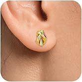 Surgical Steel Small Stud Earrings 14K Gold Plated Hypoallergenic Tiny Earring for Women Waterproof and Non Tarnish