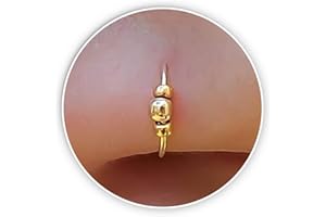 Gold Nose Piercing Hoop for Women – Tiny 24G Beaded Ring in 14K Gold Filled – Delicate Thin Nose Jewellery for Everyday Wear 