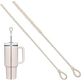 Cabipeove 2Pcs Silicone Straw Cleaner Brush, 9.84in Reusable Straw Cleaner with Bendable Steel Core, Extra Long Soft Bottle Brush for Clearing Glass Straws, Smoothie Straws, 9mm&6mm (Beige)