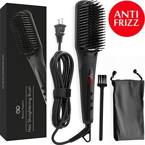 Hair Straightening Brush - Ceramic Iron Bristles Heat Hot Ionic Hair Straightener Brush - Frizz-Free - Best Professional Electric Hair Straightening Brush - Perfect Gift for Women - Anti Scald