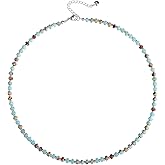 XIJIN Natural Stone Bead Necklace for Women Handmade Boho Multicolor Beaded Choker Necklace Gift for Her