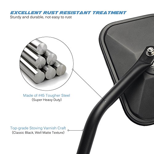 image for MICTUNING Side Mirrors with Anti-Slip Mount Bracket, Adjustable for 19