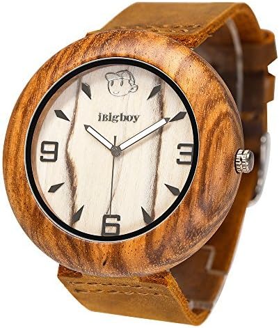 iBigboy Larger Wooden Watch Natural Zebra Manual Leather Watch Quartz Fashion IB-1604Ca