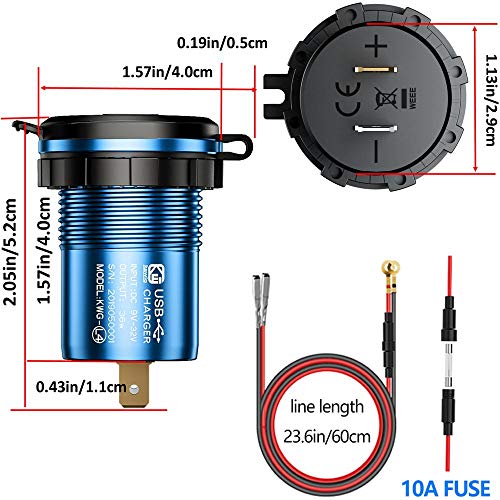 Thlevel Quick Charge 3.0 Autolader, USB-oplader Socket Adapter Stopcontact met LED Digitale Voltmeter en Schakelaar voor… - Afbeelding 5