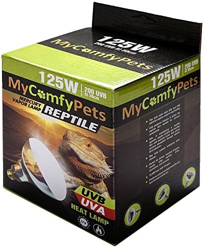MyComfyPets UVB and UVA 2-in-1 Light Bulb 125W (Multiple UBV Outputs) for Bearded Dragons and Reptiles (200 UVB)