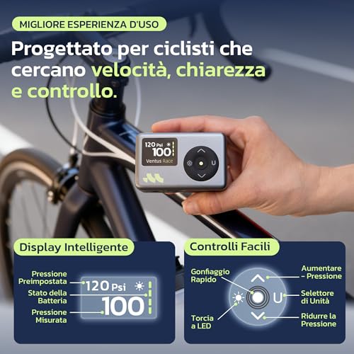 Woowind Portable Mini Air Compressor, Quick Inflation in 50s, 120 PSI / 8.3BAR, Bike Pump Compatible with Presta and Schrader Valves for Road, MTB and E-Bike