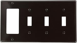 Leviton P326 4-Gang 3-Toggle 1-Decora/GFCI Device Combination Wallplate, Brown