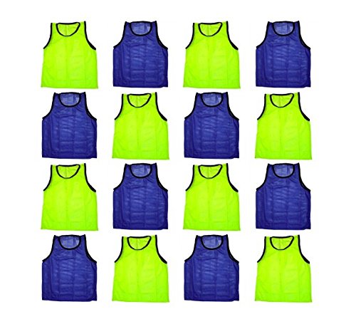 BlueDot Trading Youth Sports Pinnie Scrimmage Training Vest, Combo Blue/Yellow, 12 Pack