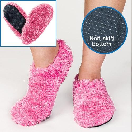 Fuzzy Footies Women's Slip Resistant Slippers (Red) Health