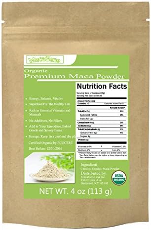 MacaGene Organic Maca Powder Raw Maca Powder 4oz Bag