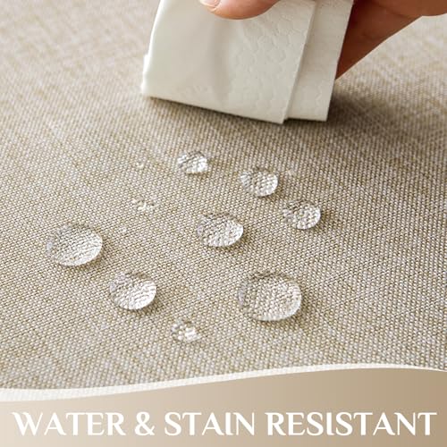 Softalker Cream Table Cloth Rectangular 140x200 cm Faux Linen Wipeable Tablecloths Water Resistant Dining Table Cover Elegant for Coffee Outdoor Party Spring Garden Kitchen Small Tabletop Decoration