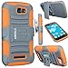 ASHIELD Ultra Shock&Drop-Proof Army-Grade Protective Hard Rugged Hybrid Slim Defender Case and Holster for For Alcatel OneTouch Icon Pop/ Alcatel One Touch Fierce 2 7040T /T Mobile /MetroPCS, POP ICON A564C /Straight Talk /TracFone (Black)- Extremly Dual layer Case with 360 Degrees Swivel Ring Kickstand and Rugged Holster (Orange+Gray)