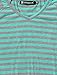 Allegra K Women's Striped Long Raglan Sleeves V Neck Top L Green