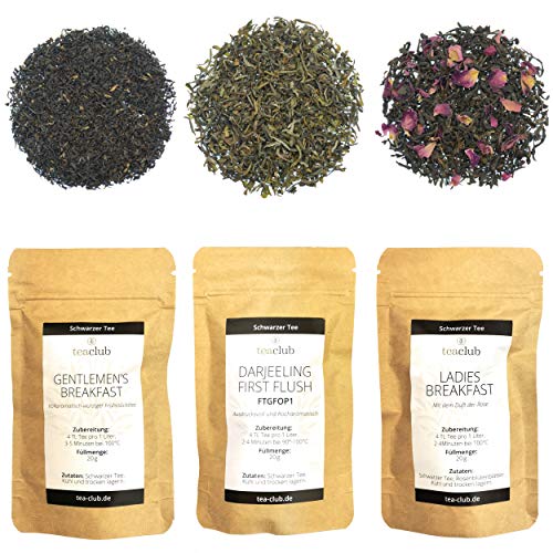 Schwarzer Tee Lose Probierset Geschenkset 3x 20g, Signature Collection Schwarztee Assam und Darjeeling Tee, TeaClub Black Tea