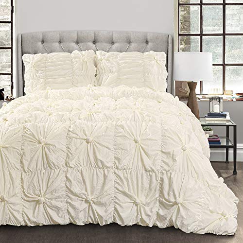 Lush Decor Bella Comforter Set Vintage Chic Style Ruched 3 Piece