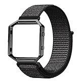 Fintie for Fitbit Blaze Bands with Metal Frame Housing, Nylon Sport Loop Band Replacement Strap Wristbands with Adjustable Closure for Fitbit Blaze Smart Fitness Watch, Black