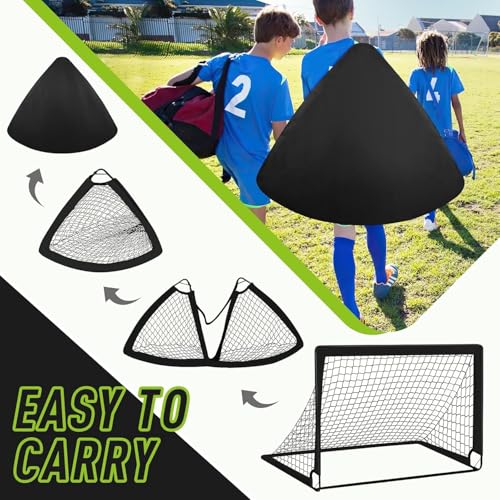 MIAOKE 1/2 Pcs Portable Soccer Goal of 4X3 FT for Backyard, Portable Football Goal Training Equipment with Football Cones, Carry Bag, Practice Net for All Ages Games, Sports