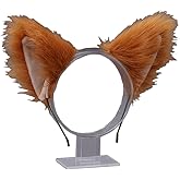 lasenersm 1 Piece Cute Anime Cosplay Headband with Cat Fox Ear Design - Long Fur Ears, Camel-Tone for Cosplay, Halloween Party