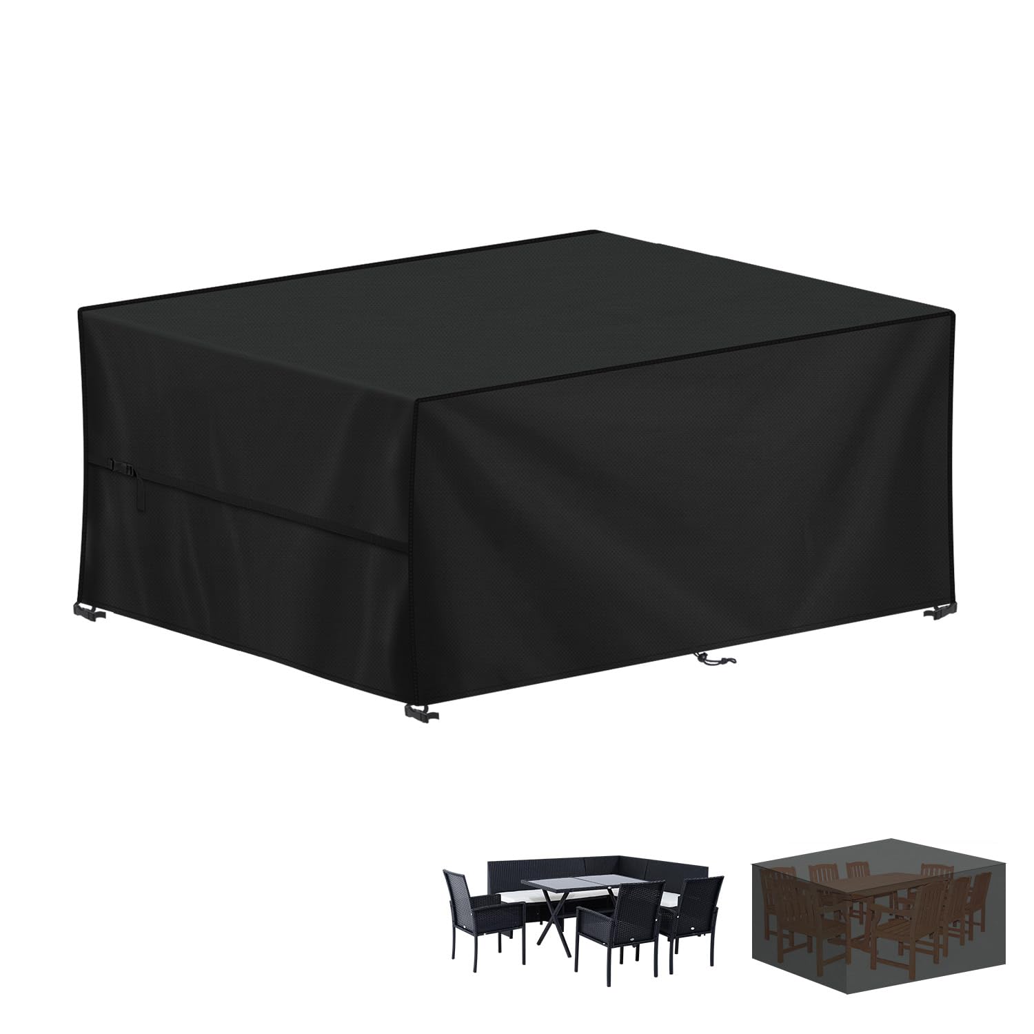 LAMUNI Outdoor Garden Table Cover Rectangular Garden Furniture Covers Waterproof Patio Table Covers Anti-UV Rattan Sofa Set Cover Windproof 420D Oxford Patio Covers for Outdoor Furniture, 180x100x75cm