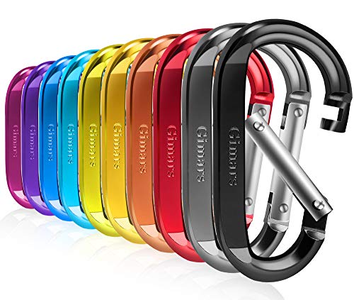 Gimars 3" 10 Pcs Improved Durable Spring-Loaded Gate Aluminum D Ring Carabiners Clips Hook for Home, Rv, Camping, Fishing, Hiking, Traveling