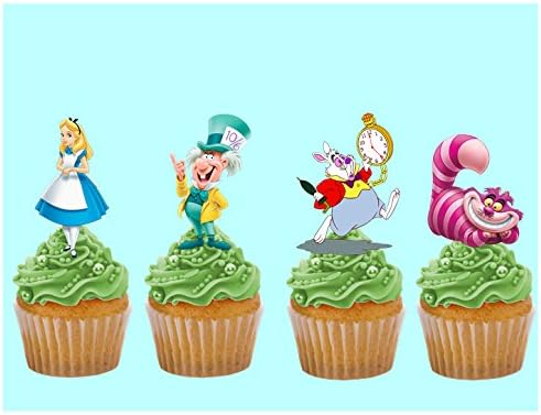 18 PRECUT ALICE IN WONDERLAND EDIBLE CAKE TOPPERS PREMIUM WAFER CARD