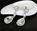 Women Pear Shape Crystal Earrings Dangle Teardrop Rhinestone Earring (Silver + Crystal)