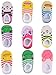 BSLINO® 5 Pairs 6-18 Months Cute Newborn Baby Girls Toddler Anti Slip Skid Slipper Foot Socks + Gift Bag + Gift Card, Stripes No-Show Crew Boat Socks Footsocks Sneakers, Length 9-15cm/3.54-5.9inch