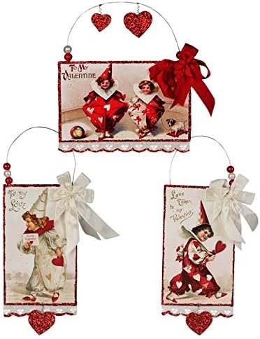 Bethany Lowe Vintage Style Image Valentines Day Postcard Ornament Set of 3