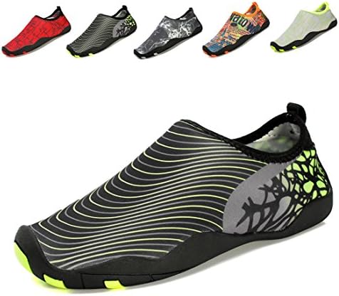 KISFLY Men Women Quick-Dry Water Barefoot Running Gym Shoes For Beach Pool Surf Yoga Exercise P Black Size 9