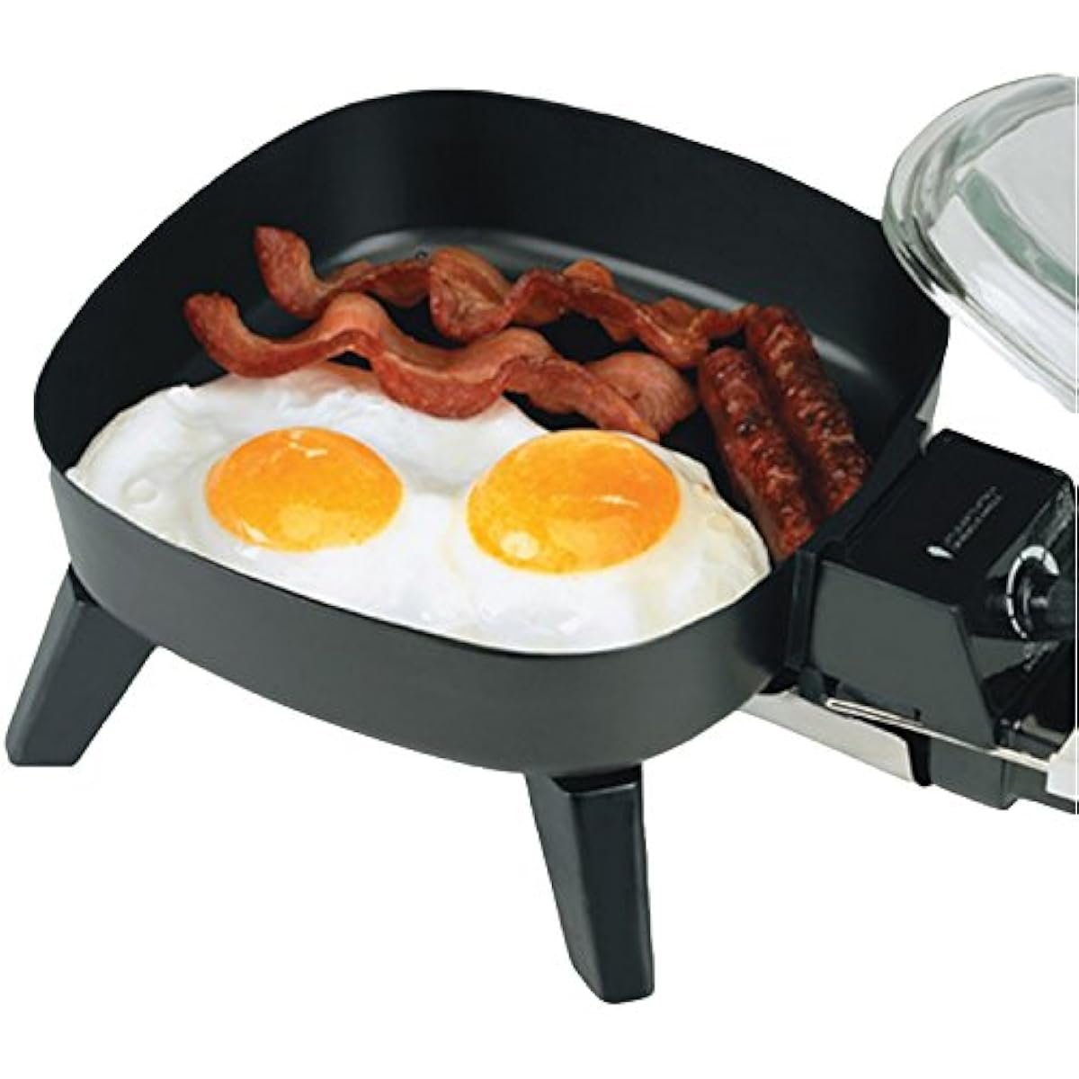 Electric Skillet with glass lid Removable, Non Stick Pan 7" eBay