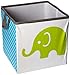 Bacati - Small Storage Tote Elephants Aqua/Lime/Grey 10 X 10 X 10 inches