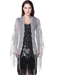 BABEYOND 1920s Chal Wraps Lentejuelas con flecos Noche Cape Wedding Bridal Shawl Scarf