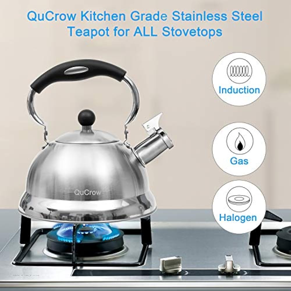 New Version 18/10 Whistling Tea Kettle Stovetop, Stainless Steel